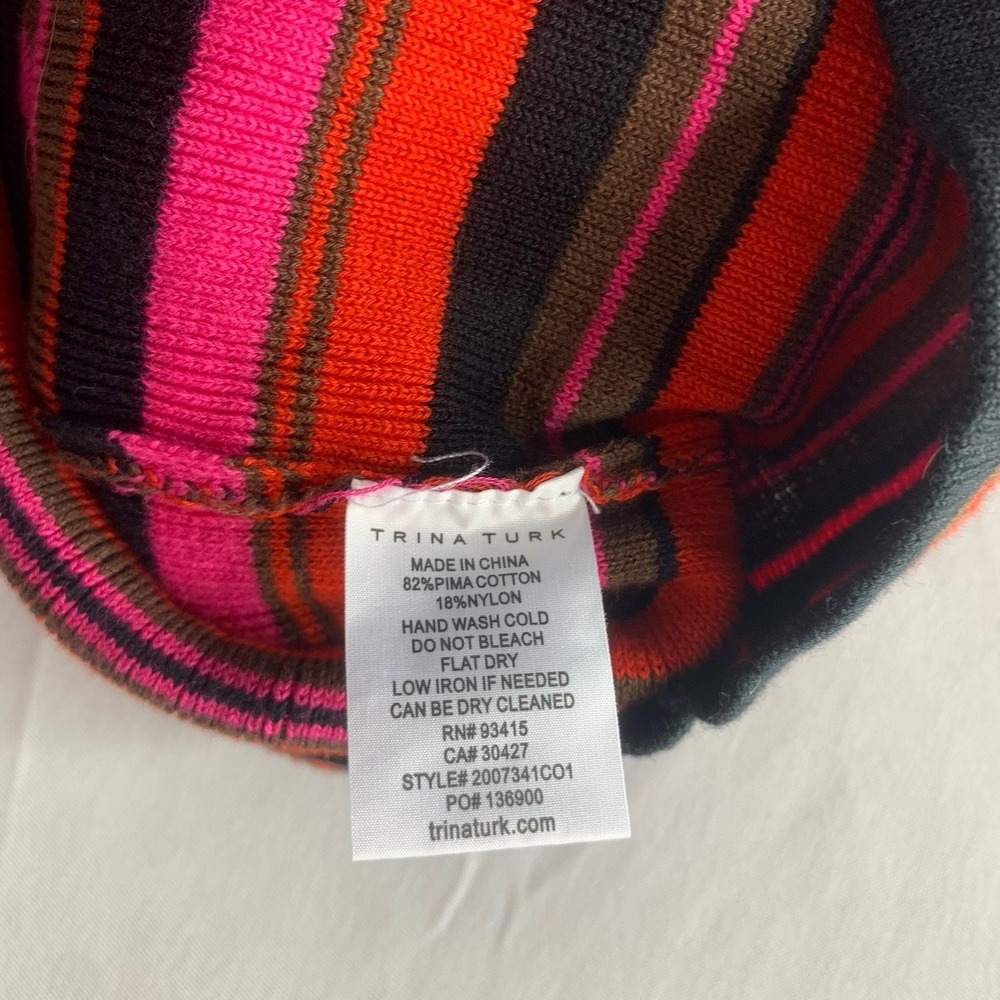 Trina Turk Striped Knit Sweater Dress V-Neck Short Sleeve Multicolor Sheath - Picture 11 of 12